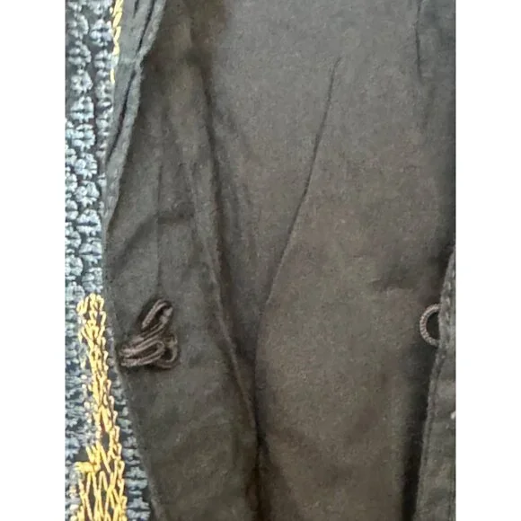 Chicos Open Front Jacket Women’s Size 2 Navy & Beige Textured Pattern Cotton Ble - Picture 6 of 8